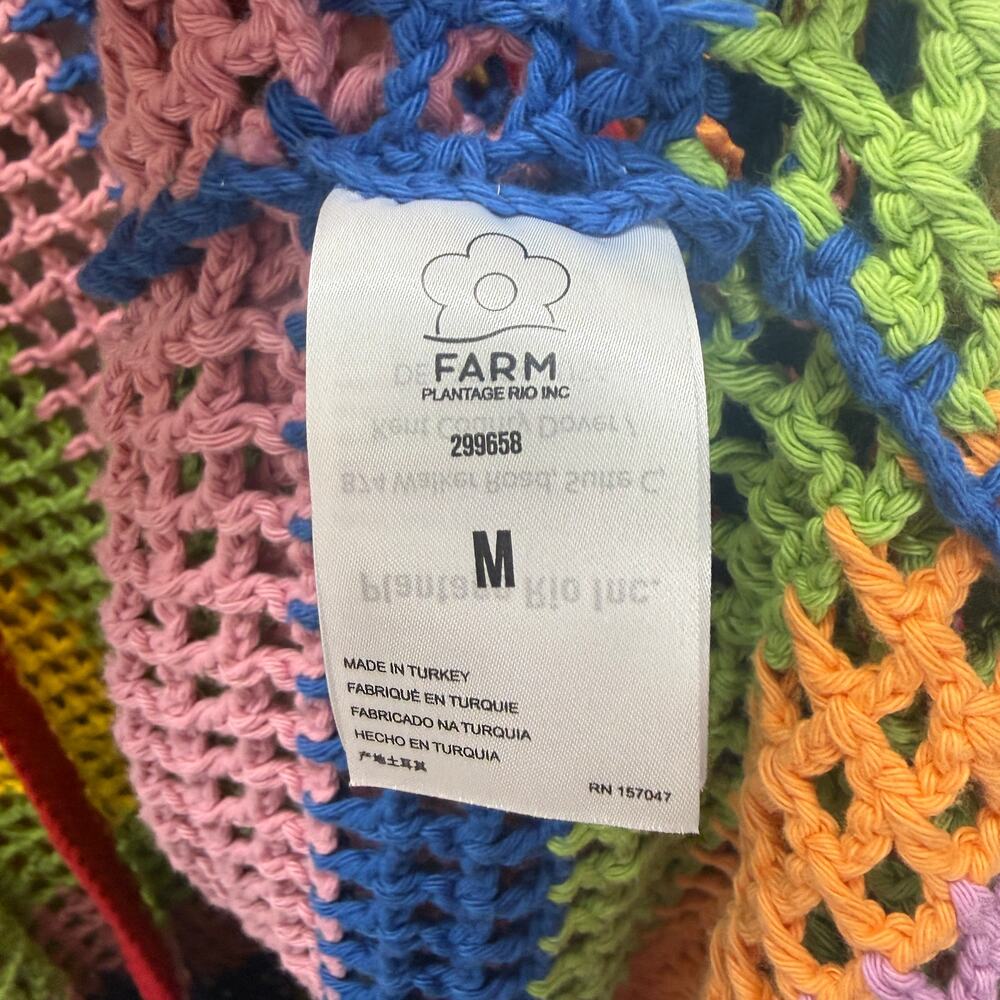 FARM Rio Rainbow Crochet Cardigan Size M Loose Knit Oversized - Picture 6 of 8